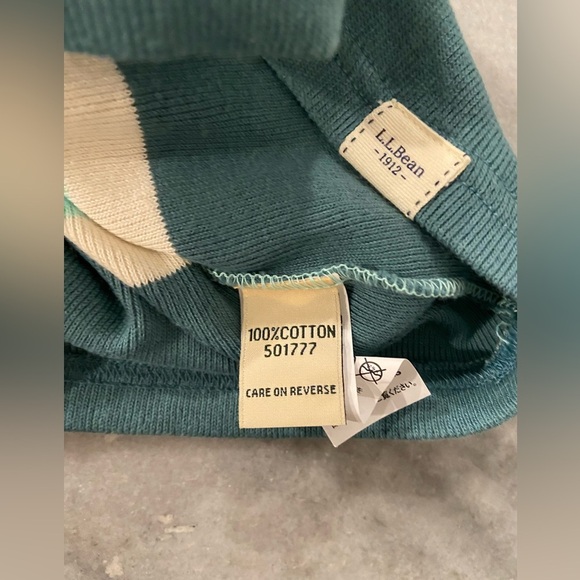 L.L. Bean Size LP Aquamarine Teal Stripe 3/4 Sleeve Knit Heritage Mariner Shirt - Picture 9 of 11